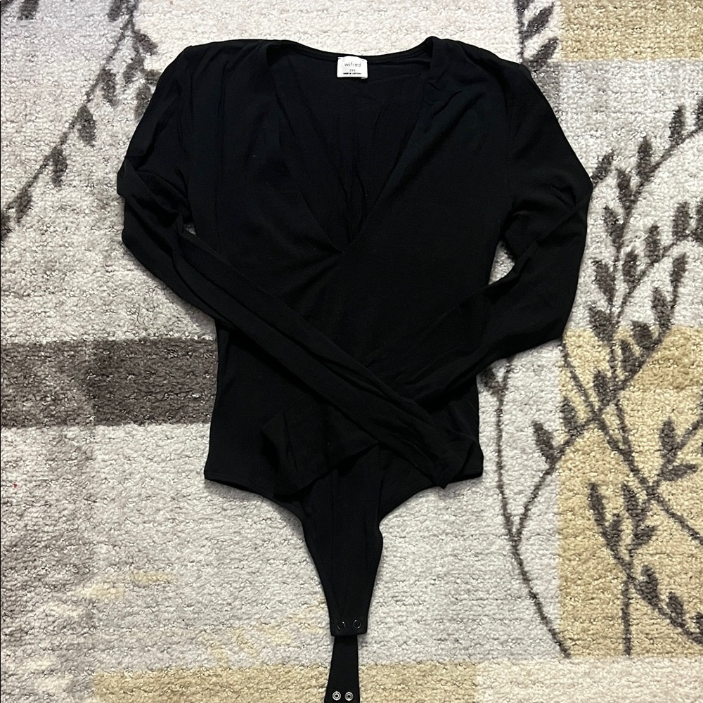 Aritzia Black V-Neck Bodysuit